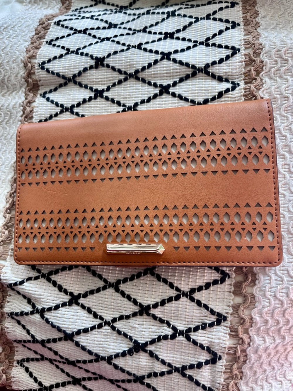 Stella & Dot Tan Laser-Cut Clutch Wallet